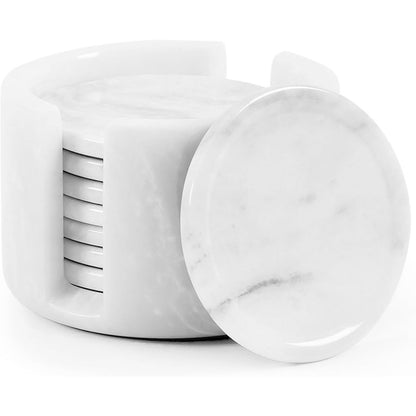 Round Coaster Set With Holder - Set of 8