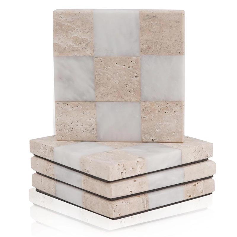 Checkers Coaster Plates - Set Of 4